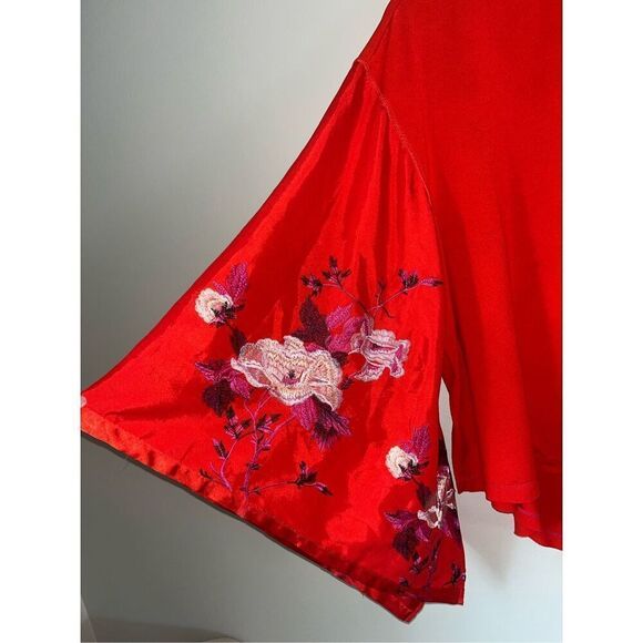 FREE PEOPLE Womens Top Sydneys Tuesday Relaxed Fire Orange Red Size Medium - Picture 4 of 6